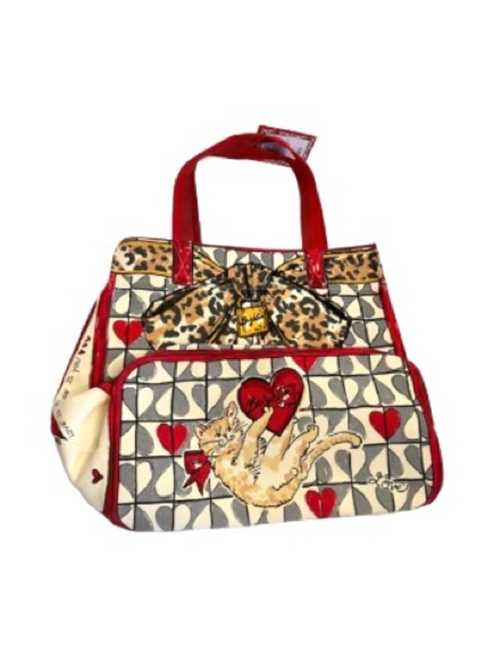 NEW Brighton WILD LOVE TOTE Bow Cat Kitten Dog Animal Print Canvas Bag MSRP $150